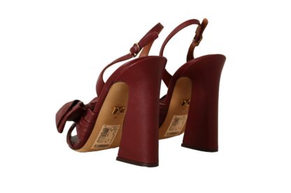 Dolce & Gabbana - Burgundy Bow Applique Leather Heels