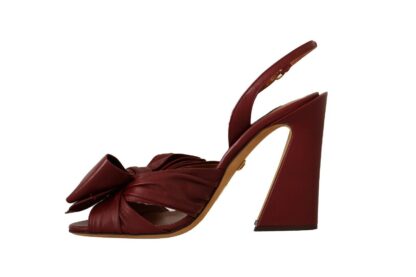 Dolce & Gabbana - Burgundy Bow Applique Leather Heels