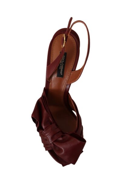 Dolce & Gabbana - Burgundy Bow Applique Leather Heels