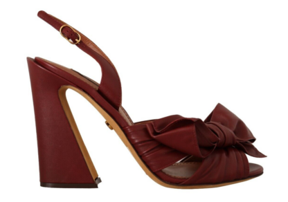 Dolce & Gabbana - Burgundy Bow Applique Leather Heels