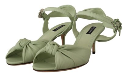 Dolce & Gabbana - Elegant Aqua Green Ankle Strap Crystal Sandals