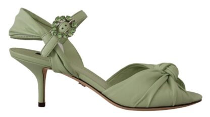 Dolce & Gabbana - Elegant Aqua Green Ankle Strap Crystal Sandals