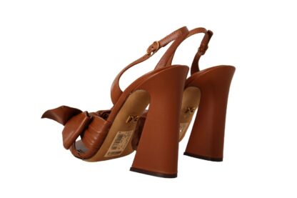 Dolce & Gabbana - Elegant Brown Ankle Strap Heels with Bow Detail