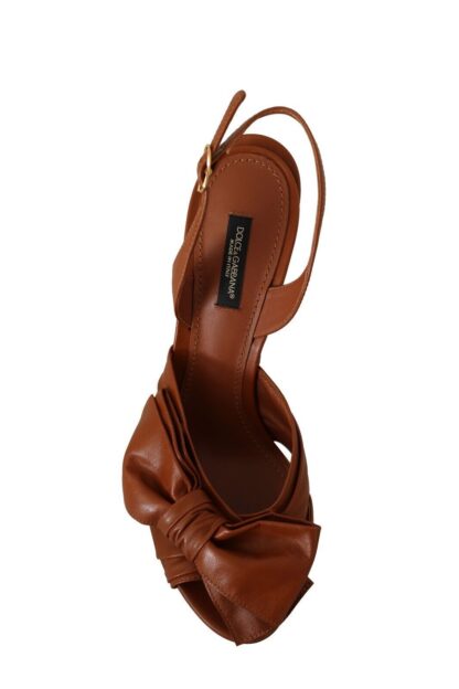 Dolce & Gabbana - Elegant Brown Ankle Strap Heels with Bow Detail