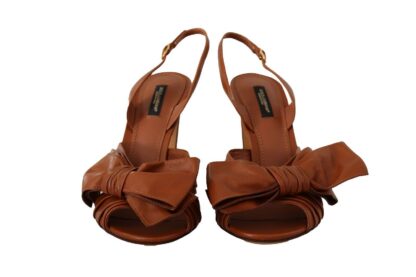 Dolce & Gabbana - Elegant Brown Ankle Strap Heels with Bow Detail