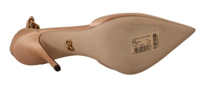 Dolce & Gabbana - Elegant Beige Silk Ankle Strap Pumps