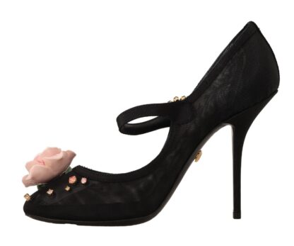 Dolce & Gabbana - Elegant Floral Crystal Mesh Pumps