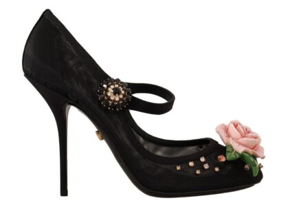 Dolce & Gabbana - Elegant Floral Crystal Mesh Pumps