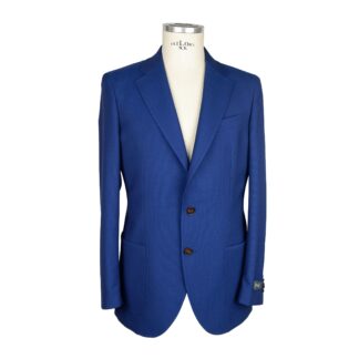 FRADI - Slim Fit Notch Lapel Blazer in Dark Blue