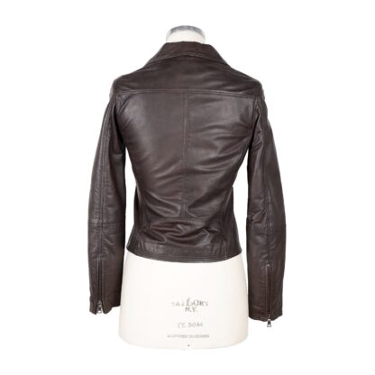 Emilio Romanelli - Asymmetrical Zip Brown Leather Jacket