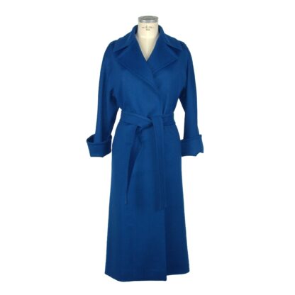 Made in Italy - Elegant Blue Wool Coat with Loro Piana Fabric