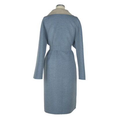 Made in Italy - Elegant Light Blue Wool Coat with Belt