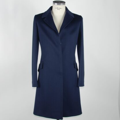 Made in Italy - Elegant Blue Virgin Wool Martingale Coat