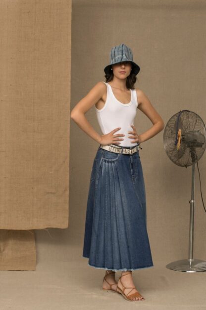 Don The Fuller - Chic Blue Denim Pleated Skirt