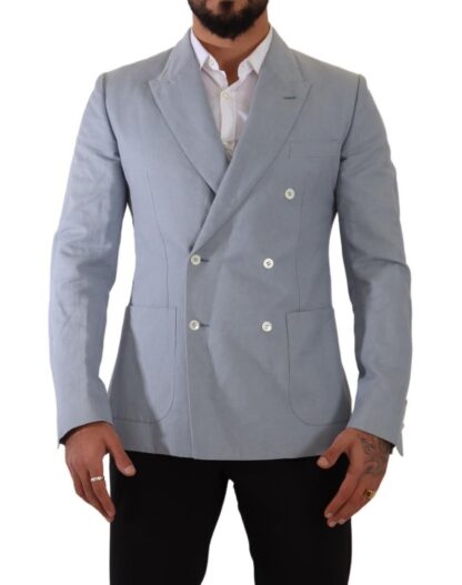 Dolce & Gabbana - Elegant Slim Fit Light Blue Double Breasted Blazer