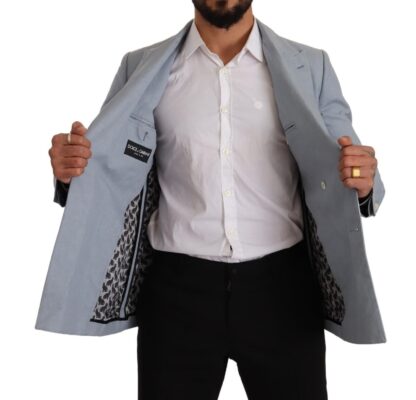 Dolce & Gabbana - Elegant Slim Fit Light Blue Double Breasted Blazer