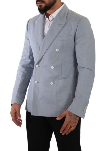 Dolce & Gabbana - Elegant Slim Fit Light Blue Double Breasted Blazer