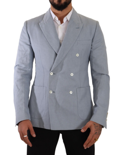 Dolce & Gabbana - Elegant Slim Fit Light Blue Double Breasted Blazer