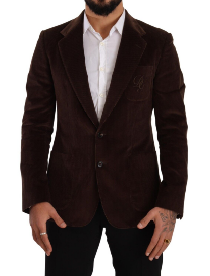 Dolce & Gabbana - Elegant Brown Corduroy Slim Fit Blazer