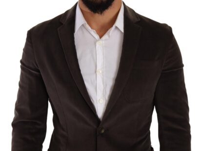 Dolce & Gabbana - Elegant Velvet Slim Fit Blazer in Brown