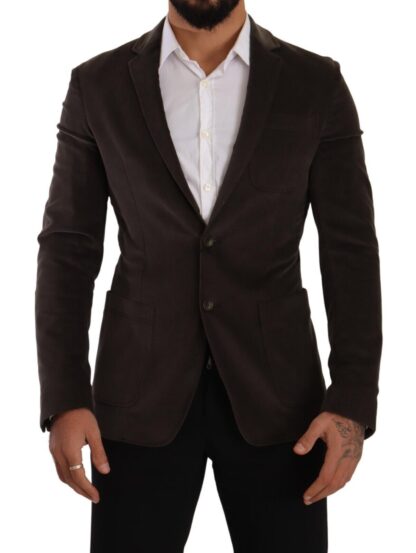 Dolce & Gabbana - Elegant Velvet Slim Fit Blazer in Brown