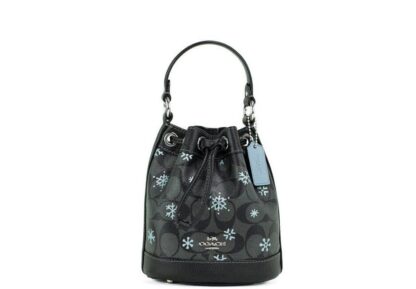 COACH - Dempsey 15 Small Snowflake Print Graphite Coated Canvas Bucket Bag