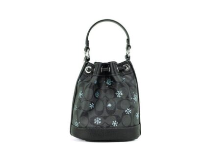 COACH - Dempsey 15 Small Snowflake Print Graphite Coated Canvas Bucket Bag