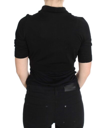 Dolce & Gabbana - Elegant Black Silk Floral Polo Top