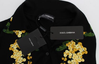 Dolce & Gabbana - Elegant Black Silk Floral Polo Top