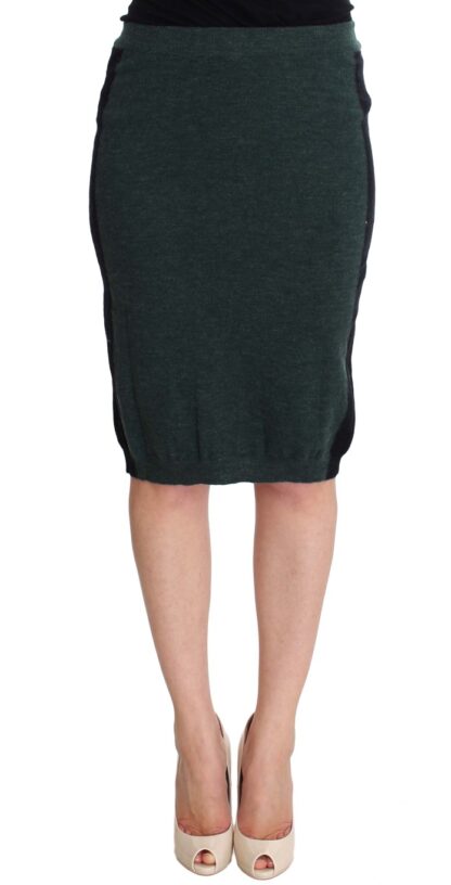 MILA SCHÖN - Emerald Elegance Wool-Blend Pencil Skirt