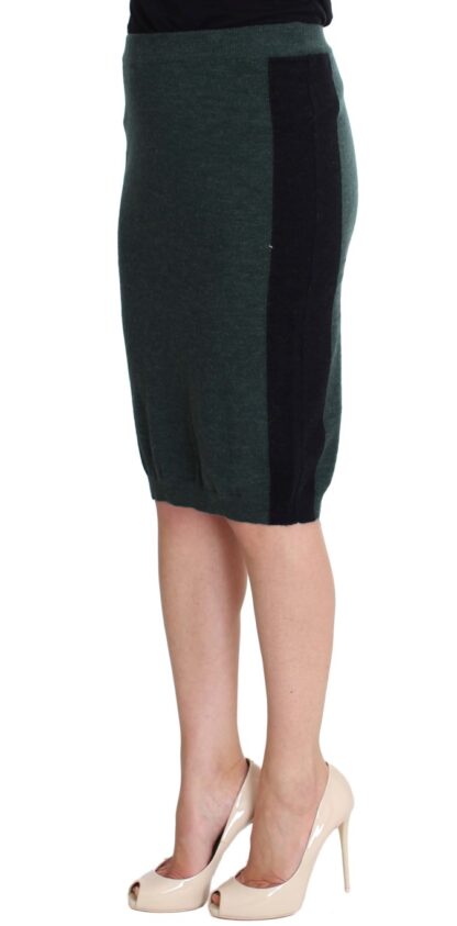 MILA SCHÖN - Emerald Elegance Wool-Blend Pencil Skirt