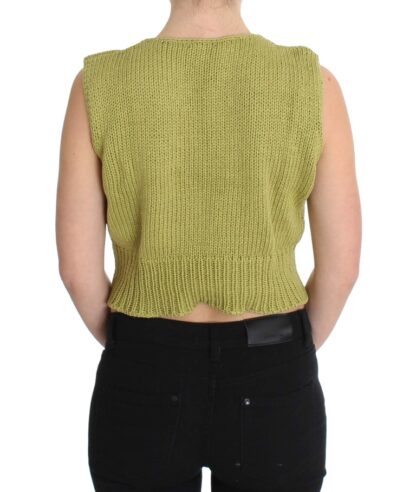 PINK MEMORIES - Elegant Green Sleeveless Vest Sweater