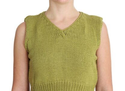 PINK MEMORIES - Elegant Green Sleeveless Vest Sweater