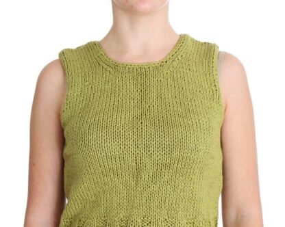 PINK MEMORIES - Chic Green Knitted Sleeveless Vest Sweater