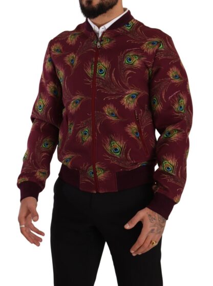 Dolce & Gabbana - Radiant Red Peacock Print Bomber Jacket