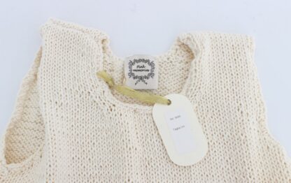 PINK MEMORIES - Beige Sleeveless Cotton Blend Vest Sweater