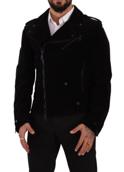 Dolce & Gabbana - Sleek Black Cotton Biker Jacket