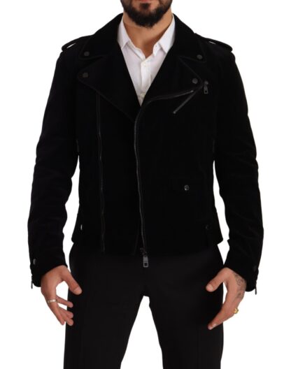 Dolce & Gabbana - Sleek Black Cotton Biker Jacket