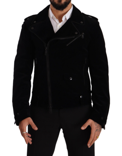 Dolce & Gabbana - Sleek Black Cotton Biker Jacket