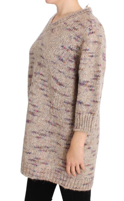 PINK MEMORIES - Beige Oversized V-Neck Knitted Sweater