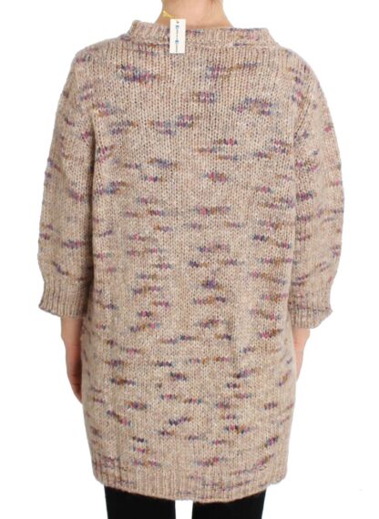 PINK MEMORIES - Beige Oversized V-Neck Knitted Sweater