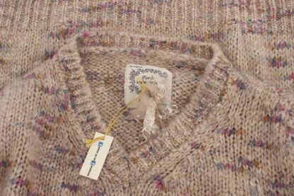 PINK MEMORIES - Beige Oversized V-Neck Knitted Sweater