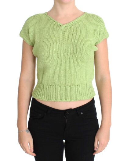 PINK MEMORIES - Elegant Green Knitted Sleeveless Vest Sweater