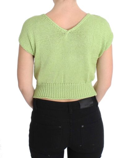 PINK MEMORIES - Elegant Green Knitted Sleeveless Vest Sweater