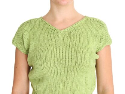 PINK MEMORIES - Elegant Green Knitted Sleeveless Vest Sweater