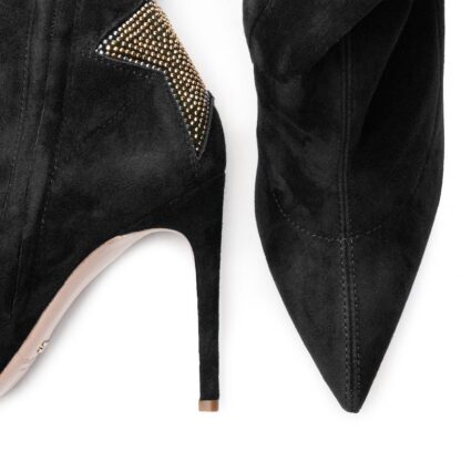 Elisabetta Franchi - Chic Suede Calfskin Boots with Rhinestone Heel