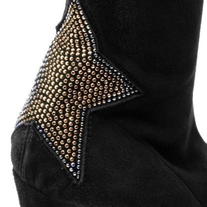 Elisabetta Franchi - Chic Suede Calfskin Boots with Rhinestone Heel