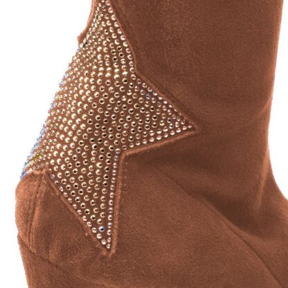 Elisabetta Franchi - Rhinestone Embellished Suede Boots in Brown