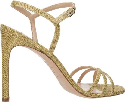 Stuart Weitzman - Glimmering Gold Glitter Ankle Strap Heels