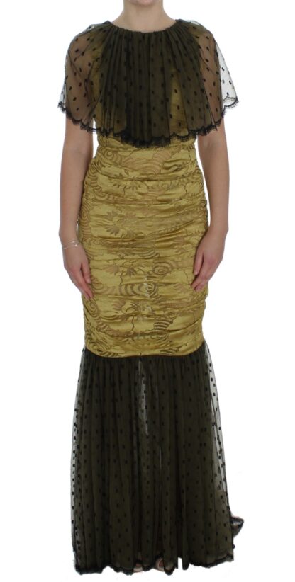 Dolce & Gabbana - Yellow Floral Lace Sheath Dress